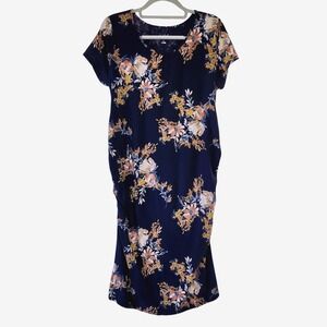 Isabel Maternity by Ingrid & Isabel Floral Fitted Midi Shirt Dress Womens XXL